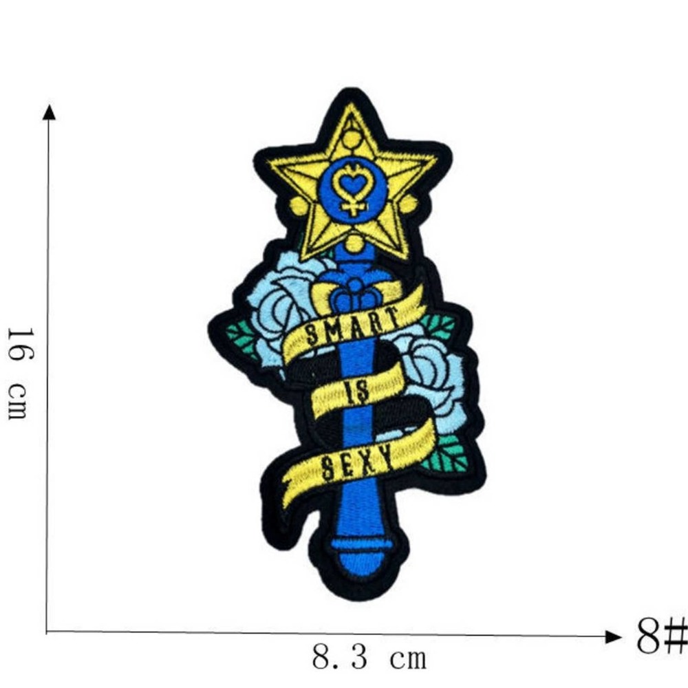 NWOT‎ Anime Sailor Moon Blue Star Wand Embroidered Appliqué Iron-on Patch